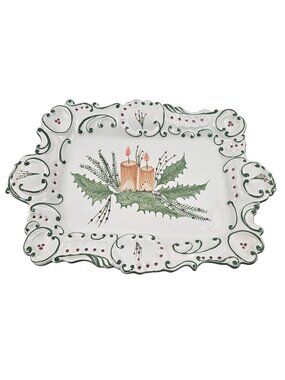 RCCL Christmas Serving Tray Hand Painted Holiday Ceramic Platter Portugual